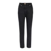 Slim-fit denim jeans met klassieke zakken Balmain , Black , Dames