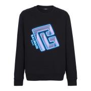 Sweatshirt met neon logo print Balmain , Black , Heren