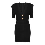 Korte ecologisch ontworpen gebreide jurk Balmain , Black , Dames