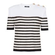 Gestreepte gebreide top Balmain , White , Dames