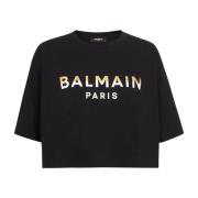 Geknipte Paris T-shirt Balmain , Black , Dames