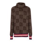 Geborstelde mohair trui met monogramprint Balmain , Brown , Heren