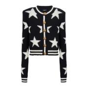 Gebreid Cardigan met knopen Balmain , Black , Dames