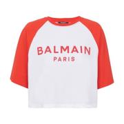 Paris T-shirt Balmain , Red , Dames