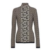 Fijngebreide trui met monogram Balmain , Black , Dames