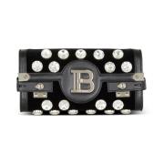 B-Buzz Pouch 23 in fluweel en kristallen Balmain , Black , Dames