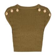 Gebreide crop top Balmain , Green , Dames