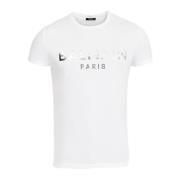 Eco-ontworpen katoenen T-shirt met Paris logo print. Balmain , White ,...