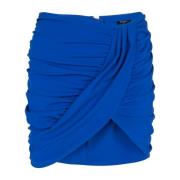 Gedrapeerde jersey rok Balmain , Blue , Dames