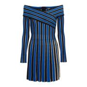 Gestreepte metallic gebreide jurk Balmain , Blue , Dames