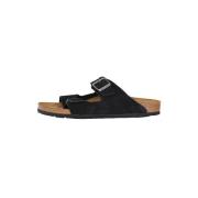 Zwarte Suède Arizona Sliders Birkenstock , Black , Heren