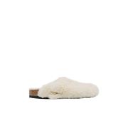 Boston Big Buckle Shearling Sandalen Birkenstock , White , Dames