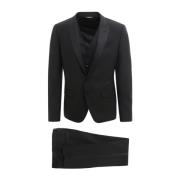 Luxe Single Breasted Suit Set voor Mannen Dolce & Gabbana , Black , He...