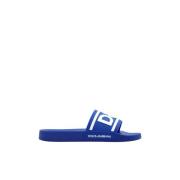 Rubberen Slippers met Logo en Geribbelde Kraag Dolce & Gabbana , Blue ...