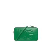 Leather shoulder bag with logo Dolce & Gabbana , Green , Dames