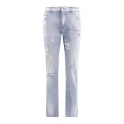 Slimme Jeans met vernietigd effect Dolce & Gabbana , Blue , Heren
