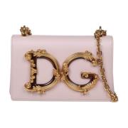 Nappa Cross Body Tas in Poederkleur Dolce & Gabbana , Pink , Dames