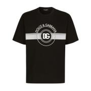 Iconische Nero Logo Print T-Shirt Dolce & Gabbana , Black , Heren