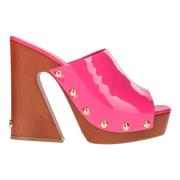Leren sandalen voor warm weer Dolce & Gabbana , Pink , Dames