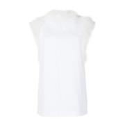 Mouwloze top met luxe veerdetail Dolce & Gabbana , White , Dames