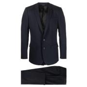 Marineblauw Slim Fit Wollen Pak Dolce & Gabbana , Blue , Heren