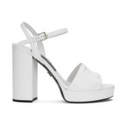 Plateau sandalen van kalfsleer Dolce & Gabbana , White , Dames