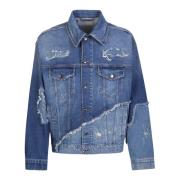 Blauwe Patchwork Denim Jas voor Heren Dolce & Gabbana , Blue , Heren