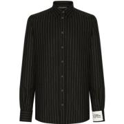 Zwarte Gestreepte Shirt van Virgin Wol Dolce & Gabbana , Black , Heren