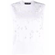 Mouwloze Top met Witte Borduursels Dolce & Gabbana , White , Dames