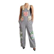 Crystal Hortensia Denim Overalls Dolce & Gabbana , Gray , Dames