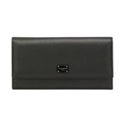 Continental Leren Portemonnee met Logo Plaque Dolce & Gabbana , Black ...