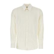 Luxe Ivory Zijden Shirt Dolce & Gabbana , White , Heren