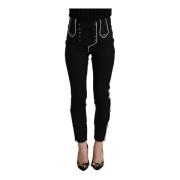 Zwarte Broek met Knoopversiering en Slim Fit Dolce & Gabbana , Black ,...