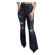 Blauwe Denim Stretch Flared Jeans Dolce & Gabbana , Blue , Dames