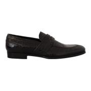 Zwarte Slip On Moccasin Schoenen van Krokodillenleer Dolce & Gabbana ,...