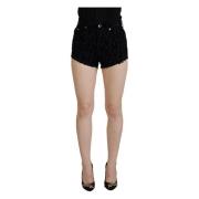 Zwarte Denim Katoenen Stretch Hot Pants Shorts Dolce & Gabbana , Black...