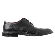 Zwarte Leren Oxford Wingtip Formele Derby Schoenen Dolce & Gabbana , B...