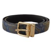 Marineblauwe Jacquard Riem met Gouden Metalen Gesp Dolce & Gabbana , B...