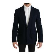 Donkerblauwe Slim Fit Formele Blazer Dolce & Gabbana , Blue , Heren