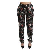 Zwarte Zijden Instrument Mid Waist Broek Dolce & Gabbana , Multicolor ...