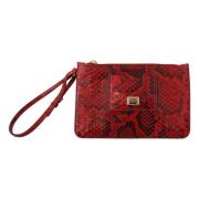 Prachtige Rode Leren Clutch met Gouden Details Dolce & Gabbana , Red ,...