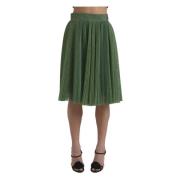 Metallic Groene Hoge Taille A-lijn Plooirok Dolce & Gabbana , Green , ...