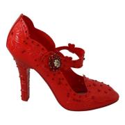 Rode Bloemen Kristallen Cinderella Hakken Schoenen Dolce & Gabbana , R...