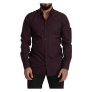 Paarse Katoenen Slim Fit Overhemd Dolce & Gabbana , Purple , Heren