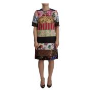 Multicolor Patchwork Bloemen Sheath Mini Jurk Dolce & Gabbana , Multic...