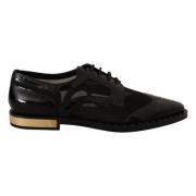 Zwarte Leren Sheer Wingtip Schoenen Dolce & Gabbana , Black , Dames