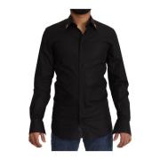 Zwarte Gouden Kristal Kruis Slim Fit Shirt Dolce & Gabbana , Black , H...