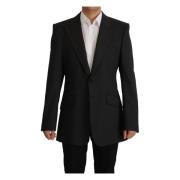 Prachtige Zwarte Wol Single Breasted Blazer Dolce & Gabbana , Black , ...