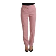 Roze wollen stretch broek met hoge taille Dolce & Gabbana , Pink , Dam...