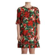 Rode Bloemen Shift Jurk Dolce & Gabbana , Multicolor , Dames